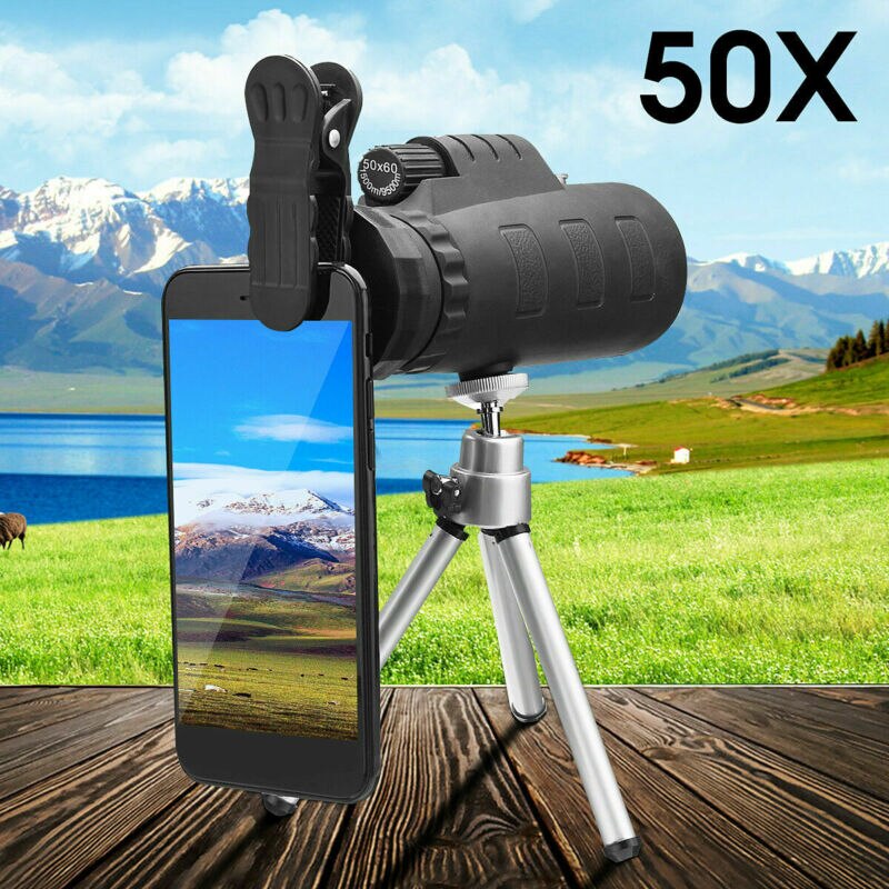 40X60 Monocular Telescope Dual Focus Capability with Low Night Vision for Smartphone Adapter and Tripod - Waterproof Spotting