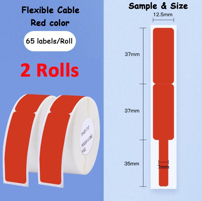 Label Tape for Niimbot D11/D61 - Communication & Network Cable Labels - Compatible Printer Tape: 2 Red Tapes