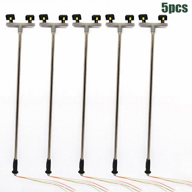 5Pcs Railway LED Floodlights Lamp Post For Yards And Depots OO HO Model Railroads 5 Double Head/Triple Head*Model Street Lights: Double Head