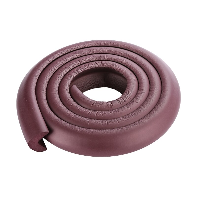 Protector de esquina de escritorio para bebé, 2m, protección de goma para mesas, borde suave en forma de L: Marrón