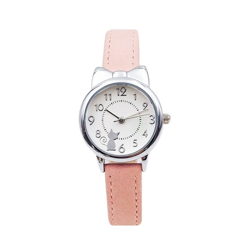 Leuke Casual Meisje Horloge Kids Leuke Lederen Band Cat Horloges Waterdicht Mooie Kid Kinderen Quartz Student Polshorloge