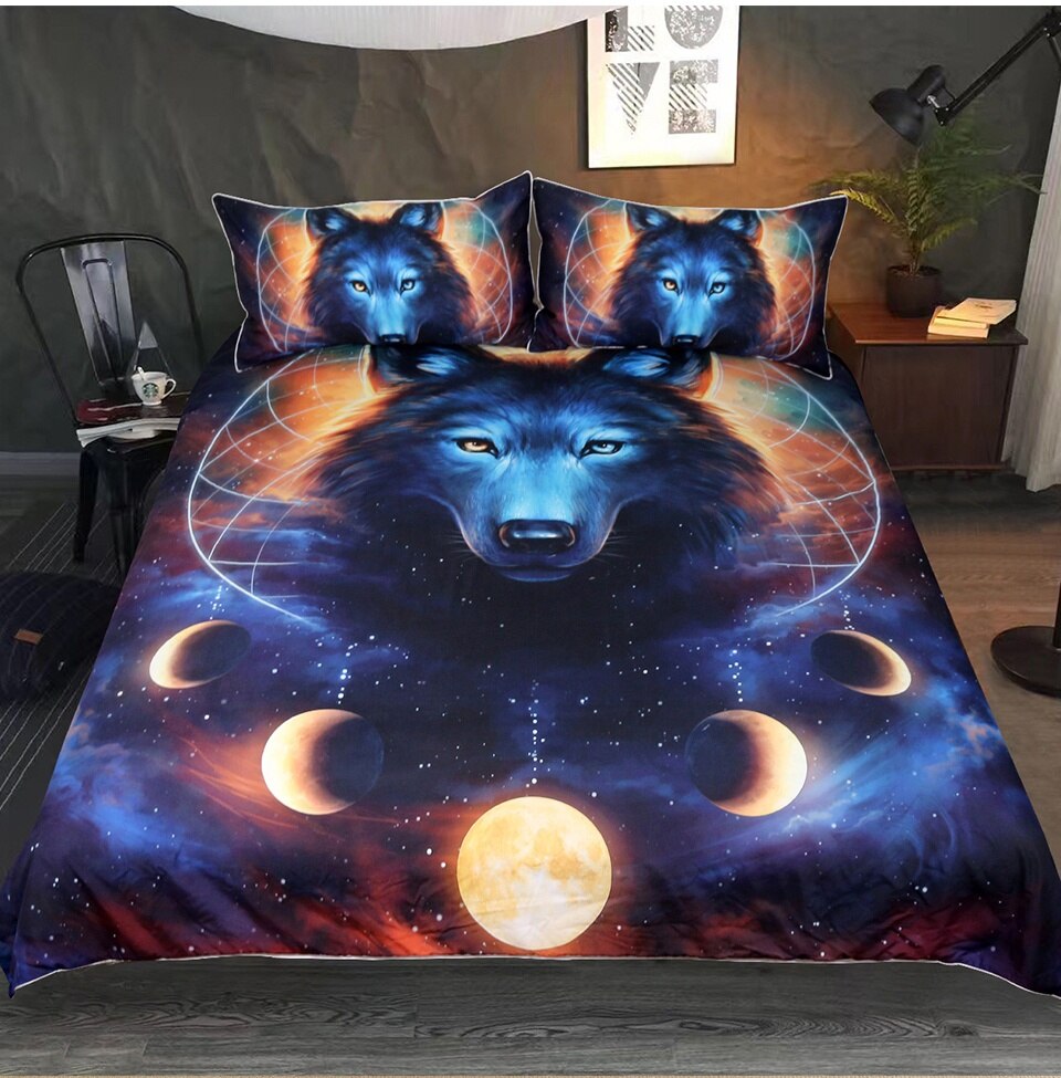 3pcs Cosmos Wolf Duvet Cover Sets Bedding Set Bedr Grandado