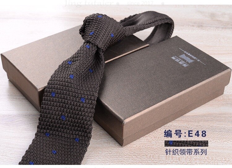 GUSLESON 6cm Slim Knit Tie for Men Business Leisure Skinny Necktie Burgandy Colorful Striped Dots Weave Ties: 48