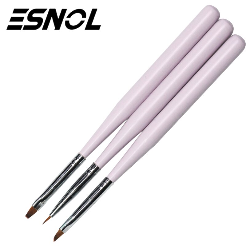 Esnol langt hår negle liner tegning maleri pensel ultra-tynd linje pen træhåndtag nail art værktøj negle diy udstyr: 02