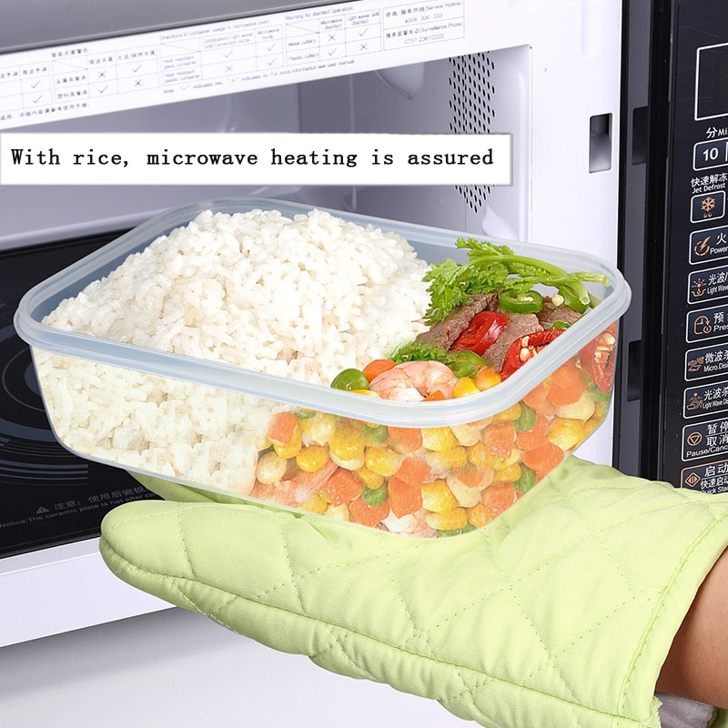 3Pcs/Set Portable Plastic Seal Storage Box Set Lunch Box Can Microwave Lunch Box Bento Heat-Resistant Lunch Box Food Container