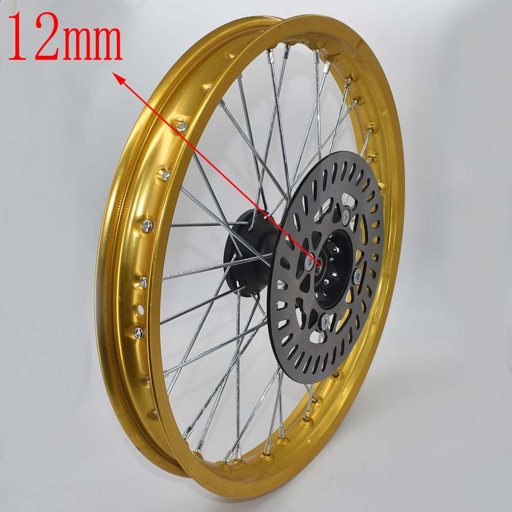 1.60X17 Inch Front Velgen Aluminium Plaat Velgen Met Schijfrem 1.60X17 "Inch Voor Klx crf Kayo Apollo Bse Pit Bike: 12mm Gold