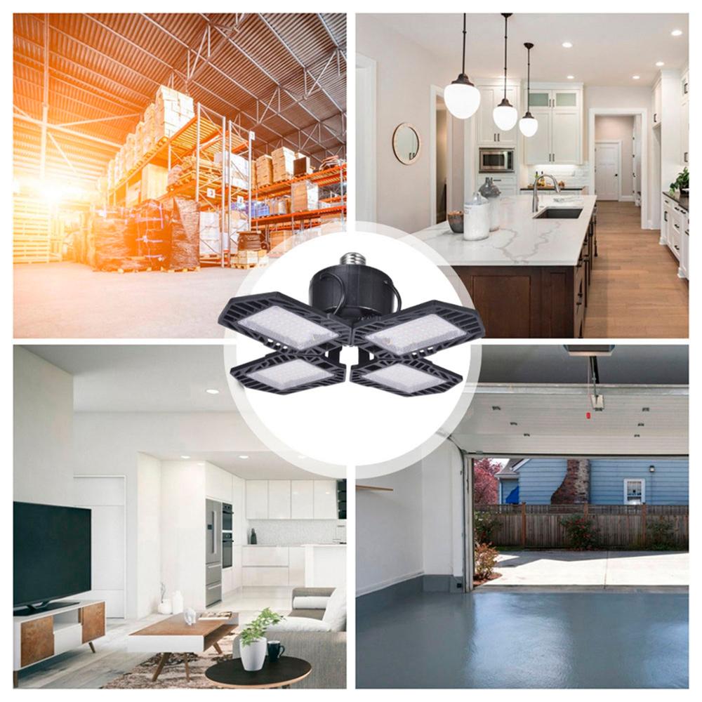 100W Garage Light Remote Control Bluetooth APP Control 3000K-6500K 10000LM Four Leaf Dimmable Adjustable Smart Folding Light