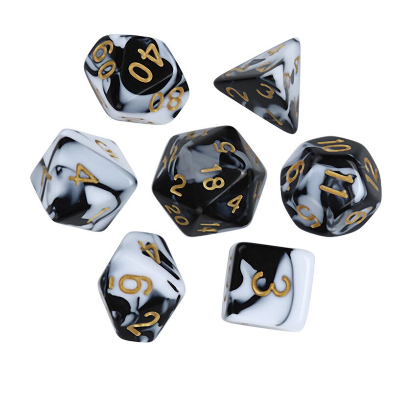 7Pcs D20 Multi-Faced Dobbelstenen Sets D6 16Mm Poly Dobbelstenen Hars Dados Poliedricos Freaky Dobbelstenen Polydice Game liefhebbers Dados De Rpg 30A20: white dice set