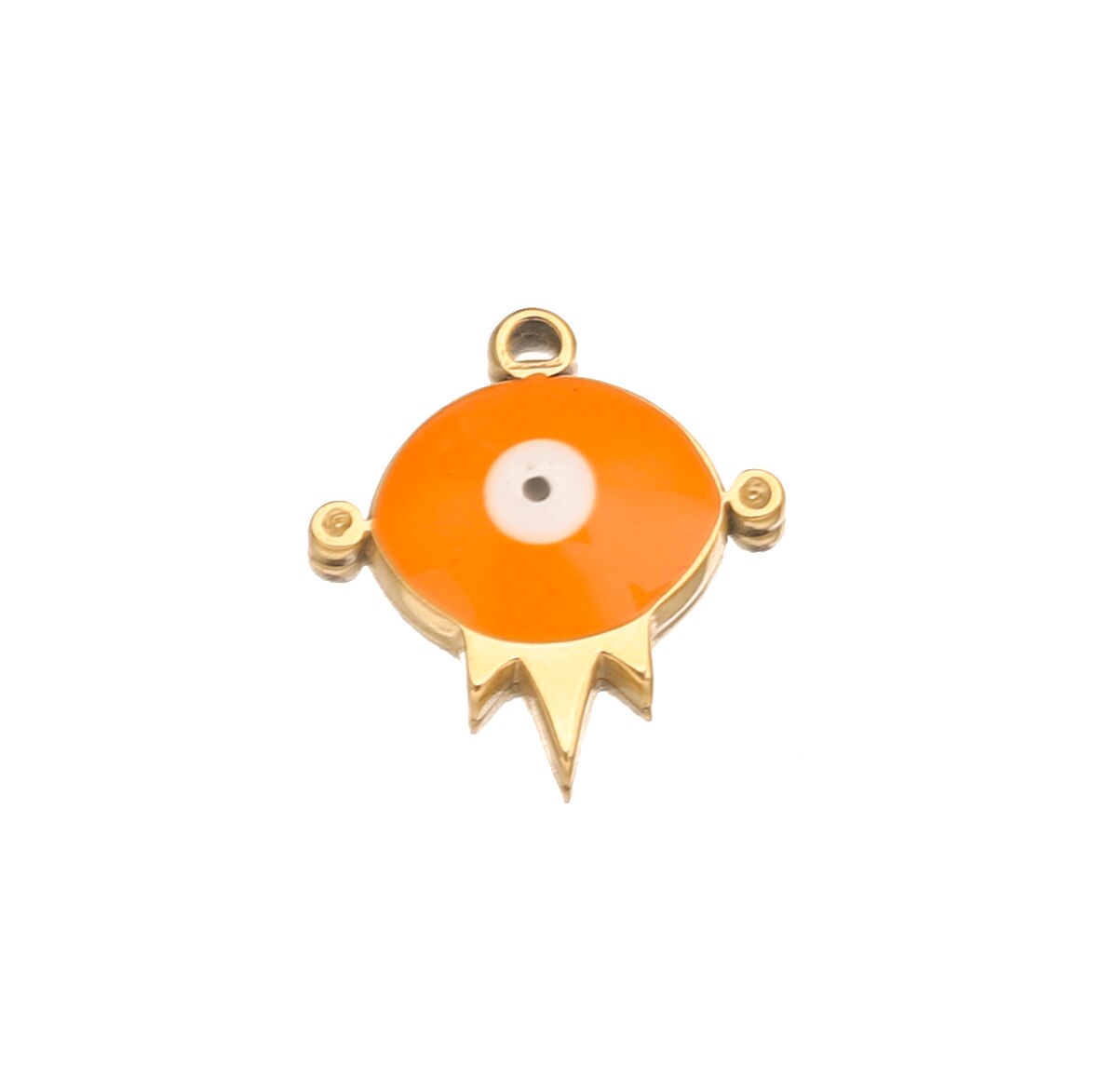 5pcs Stainless Steel Enamel Turkey Eye Medal Charm Pendants for Women Necklace Bracelet Making DIY Jewelry Charms Findings: Orange A