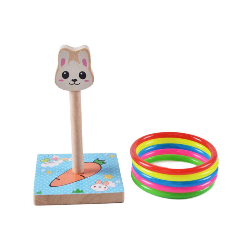 1 impostato di lancio in legno per bambini divertenti a forma di anello lanciare gioco giallo (stile canna): cielo-blu