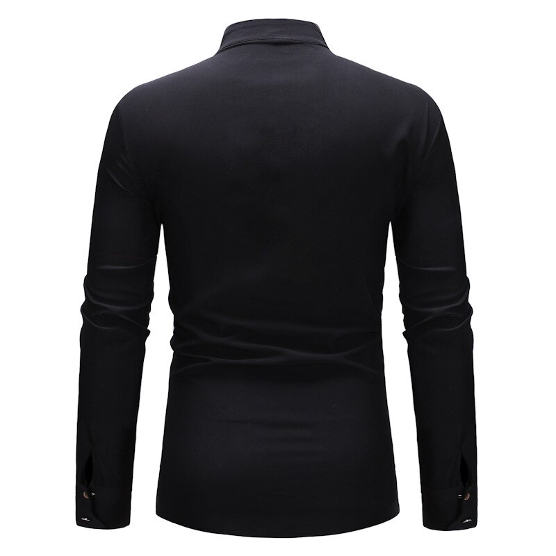 White African Dashiki Print Dress Shirt Men Fahion Mandarin Collar African Clothes Streetwear Casual Camisa Masculina XXL