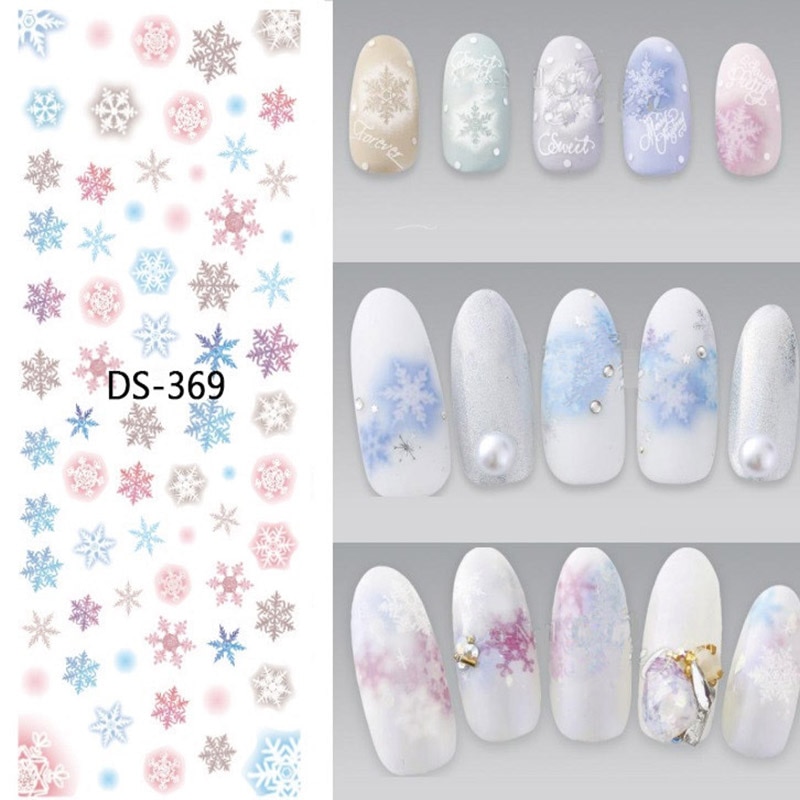 1 st Kleurrijke Sneeuwvlok Ster Glimlach Gezicht Watermerk Grote Blad Decal Sticker DS-364-372 Japan Manicure Nail Sticker
