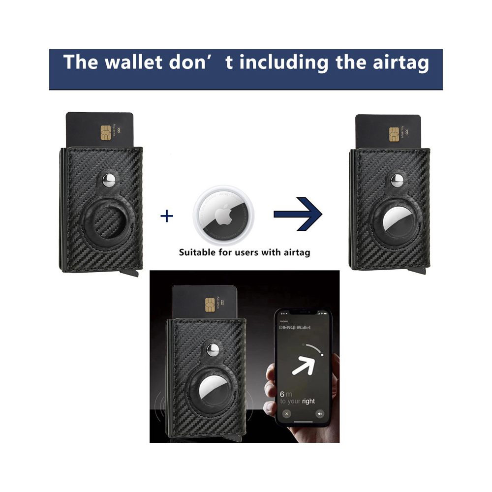 2025 Voor Apple Airtag Portemonnee Mannen Koolstofvezel Mode ID Creditcardhouder Rfid Slanke Airtag Slide Portemonnee Cardholde