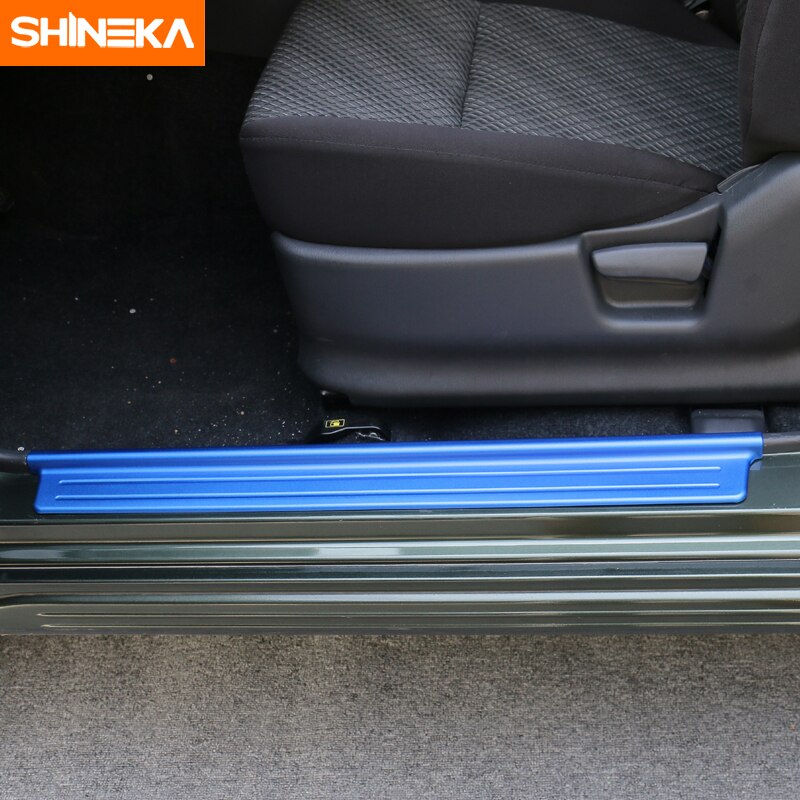 SHINEKA Edelstahl Tür Sill Platten Eintrag bewachen Abdeckung trimmen Streifen Aufkleber für Suzuki Jimny 2007 + Auto Styling
