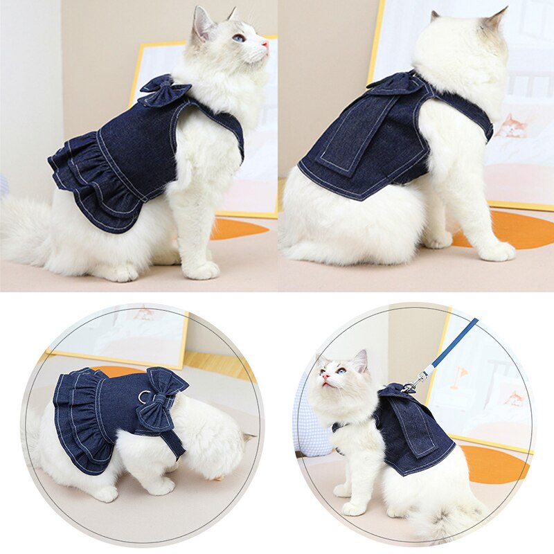 Huisdier Kleding Kleine Hond Jurk Strik Leuke Denim Rok Comfortabele Zachte Handelbaar Jas Mode Mooie Vest Chihuahua Yorkshire