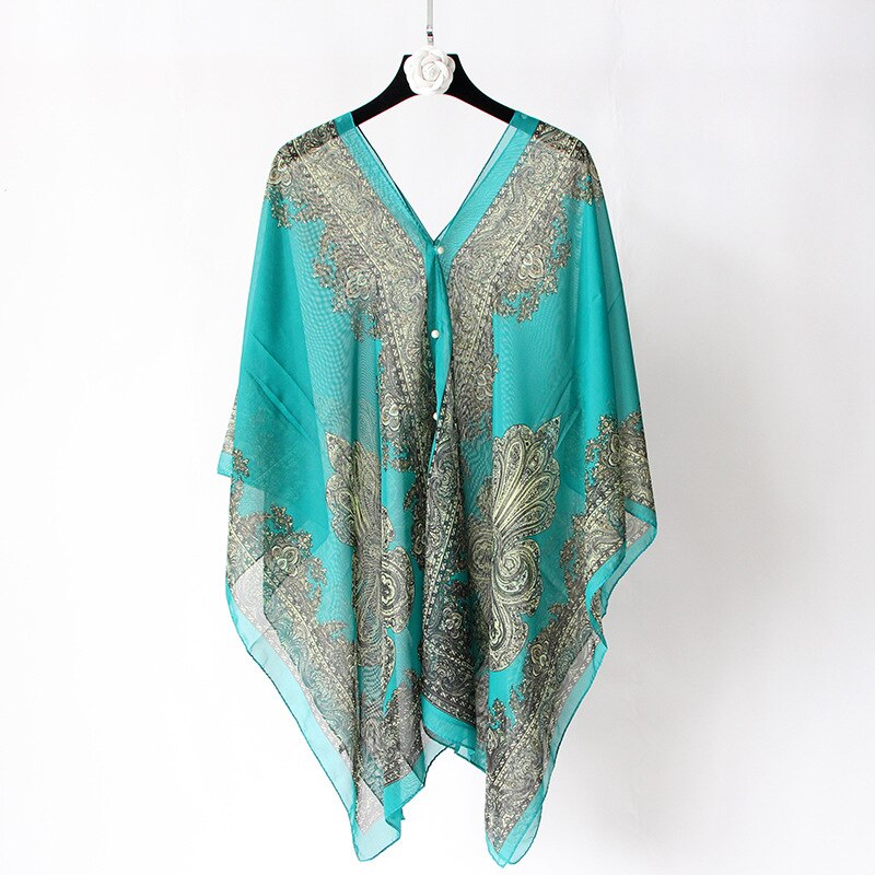Châle en soie multifonctionnel pour femmes, écharpe magique en mousseline de soie, protection solaire, serviette de plage super longue, polyvalente: green