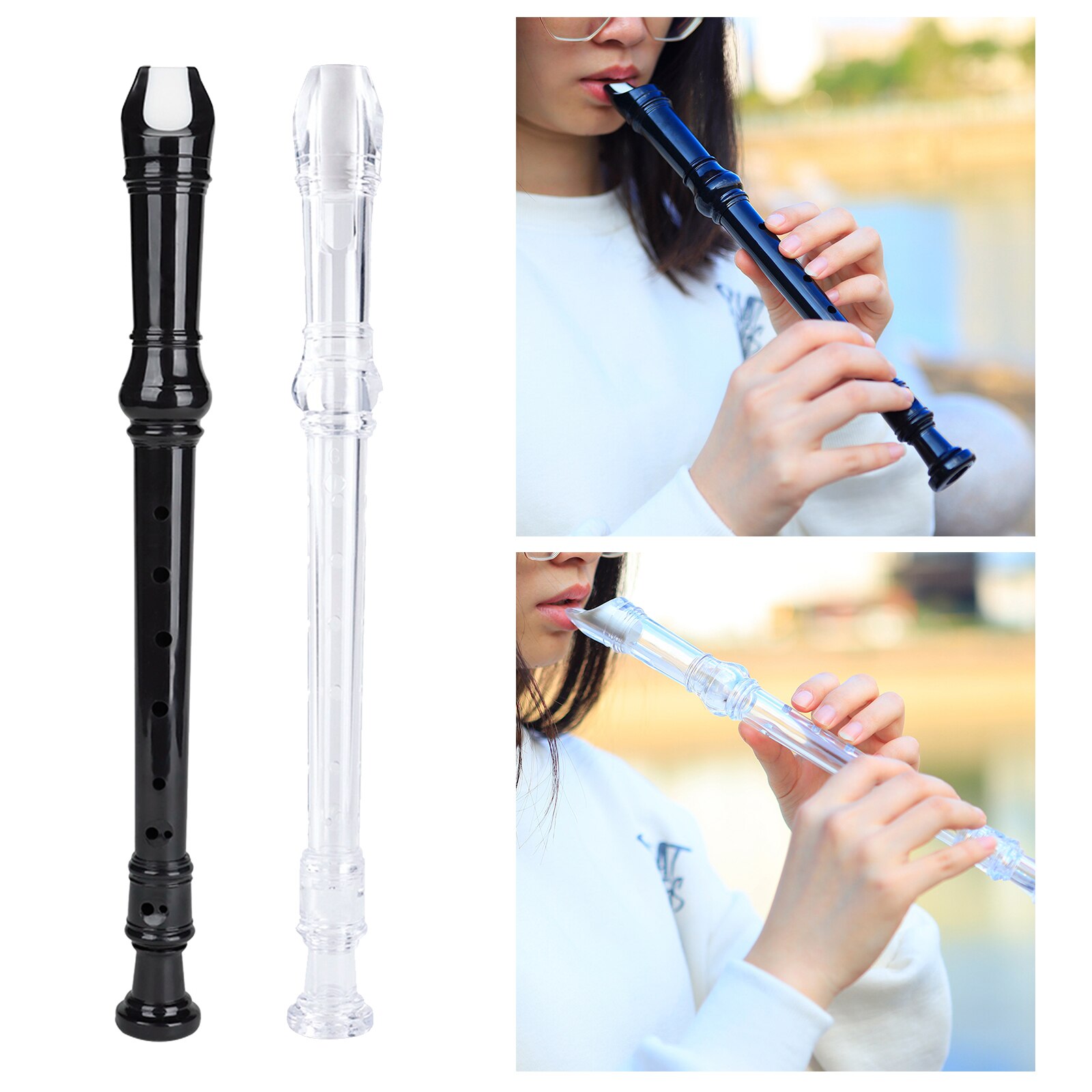 Enregistreur Soprano 8 trous 8 trous clé de G Instrument de musique descendante avec tige de nettoyage pour Beignner