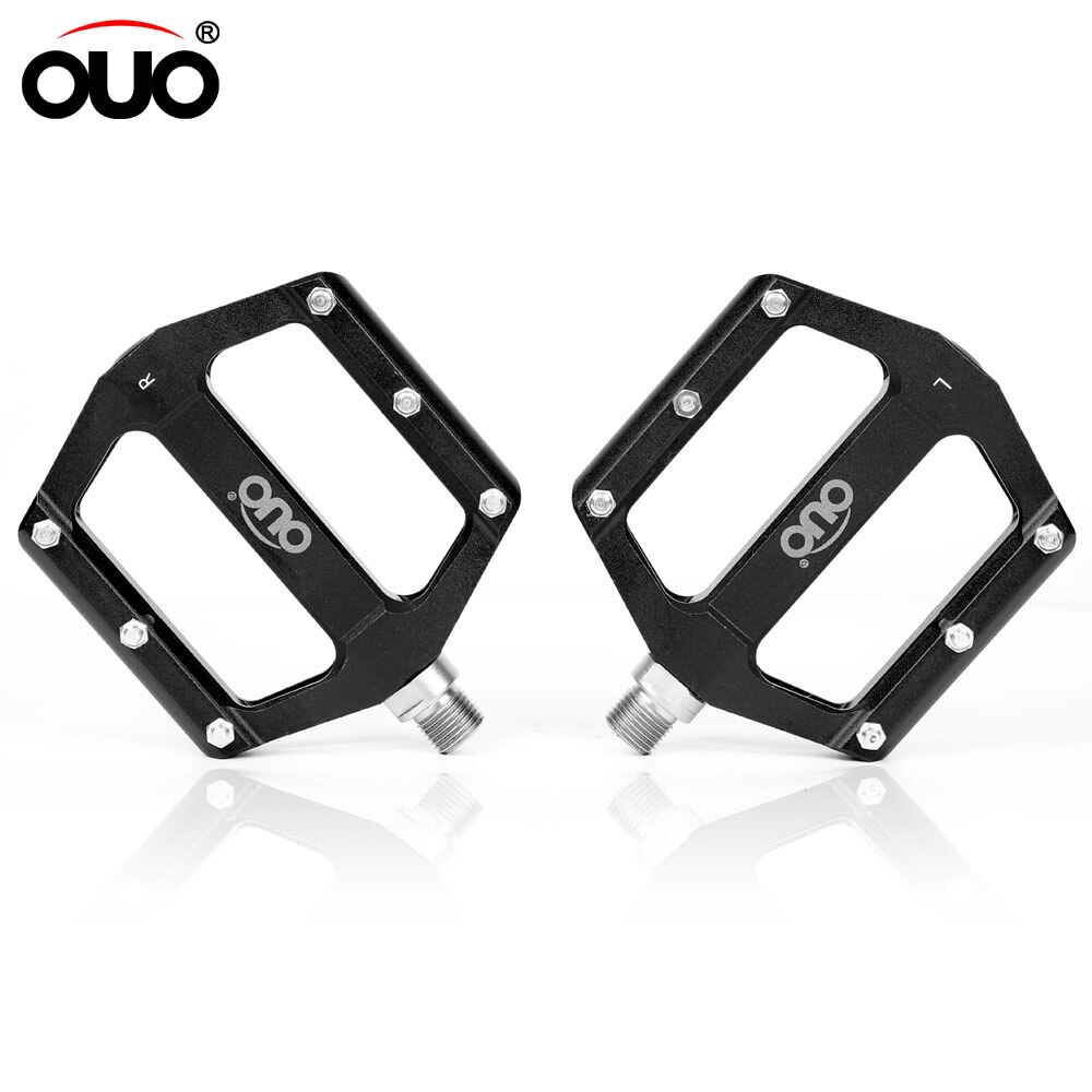 OUO-pedales de aluminio Enduro para bicicleta de montaña, accesorios para bici de carretera, Pedal de plataforma, color negro y rojo: mtb pedals black