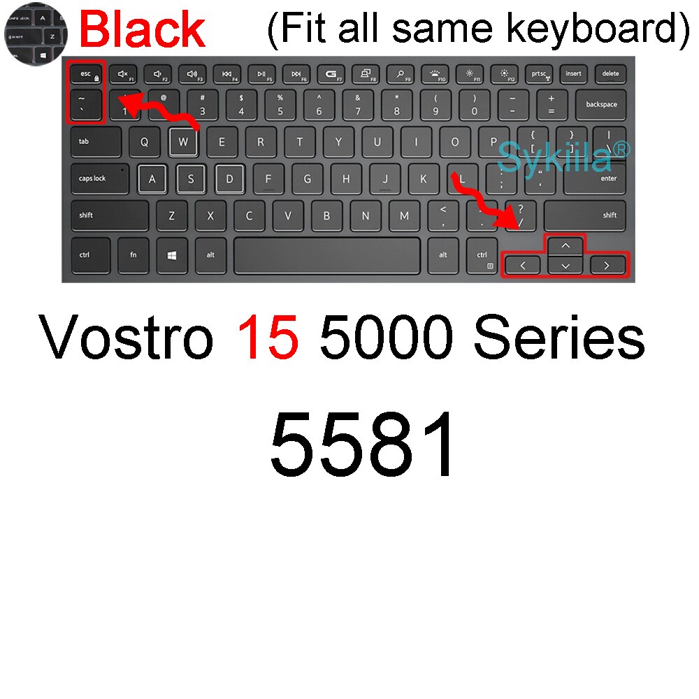 Klawiatura pokrywa dla Dell Vostro 15 5000 7000 3000 serii 5510 5515 7510 ochraniacz skóry film krzemu jasne czarny Obudowa 2021 2020: czarny 2018