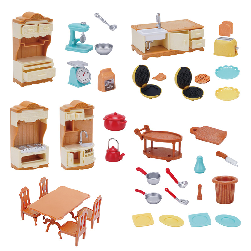 Miniatur-Puppenhaus-Möbelset, Miniatur-Küchenutensilien, Sofa-einstellen für das Wohnzimmer, Zubehör für BJD-Puppen