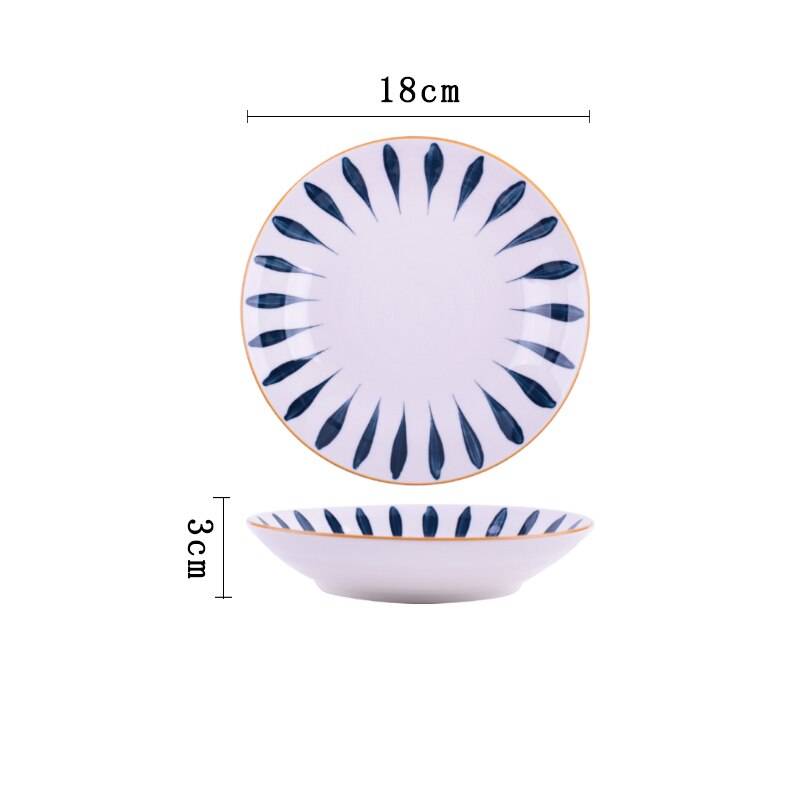 Plato hondo de cerámica pintado a mano japonés, plato de fruta familiar, plato occidental para carne, precio al por mayor, 4 Uds.: 6 / 1PCS
