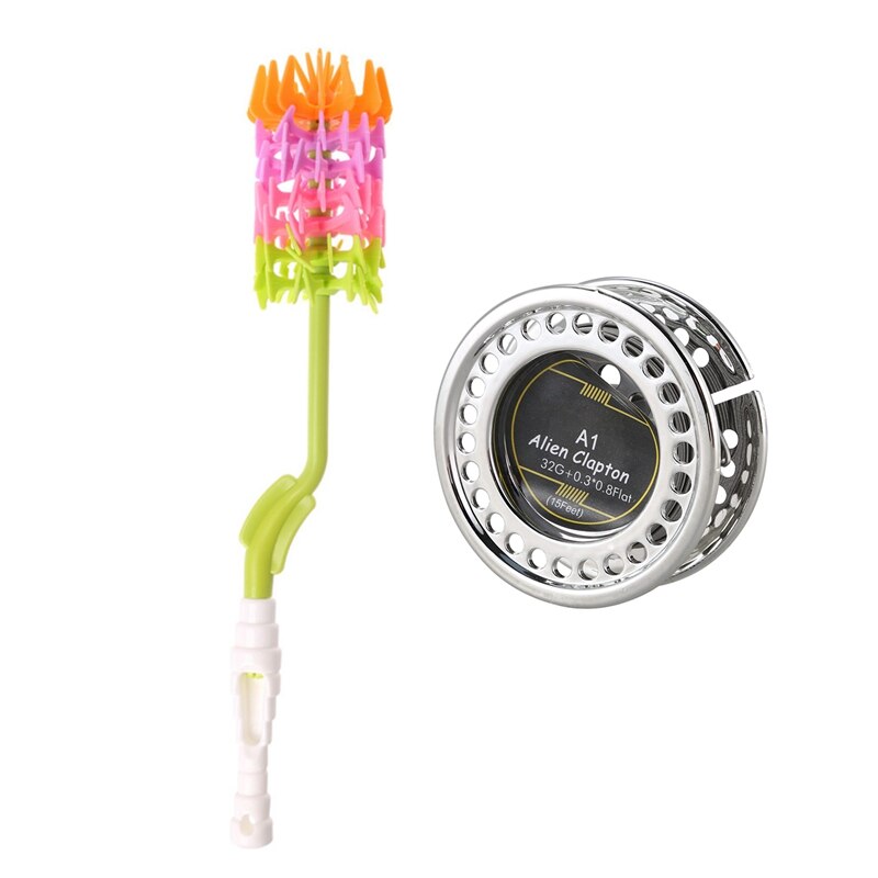 1 pz Bottiglia di bambino Del silicone Spazzole per La Pulizia di Bambini Latte di Alimentazione Bottiglia di Tettarelle Da Biberon spazzola & 1 pz 5M/rotolo Piatto alieno Clapton Filo 32G + 0: Default Title