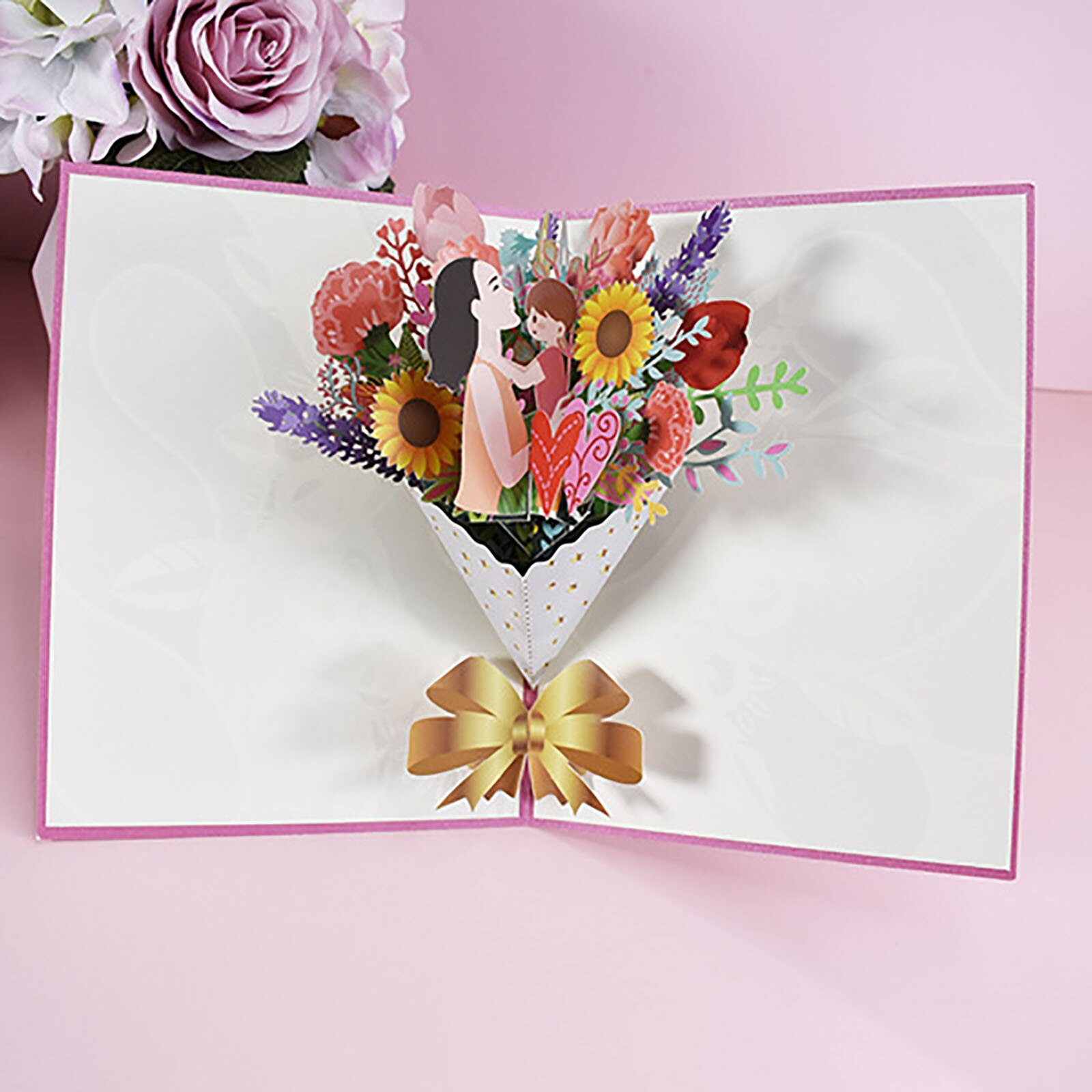 Carte de vœux Pop-up à fleurs 3d, 3G, pour fête des mères, fête des pères, remise de diplôme, mariage, anniversaire, bien-être, compassion
