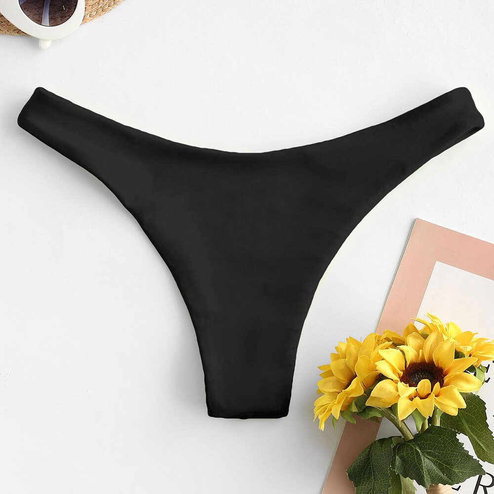 Zaful høj udskæring svømmebund kvinder sexet ensfarvet badedragt shorts sommer strand badedragt bikini trusser