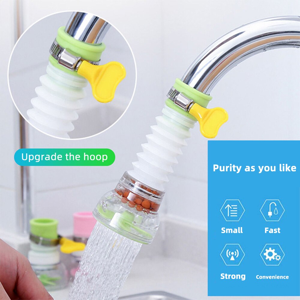 360 Adjustable Flexible Kitchen Faucet Tap Splash-Proof Water Filter Rotating Faucet Nozzle Tool Water Saving Sprayer Filter
