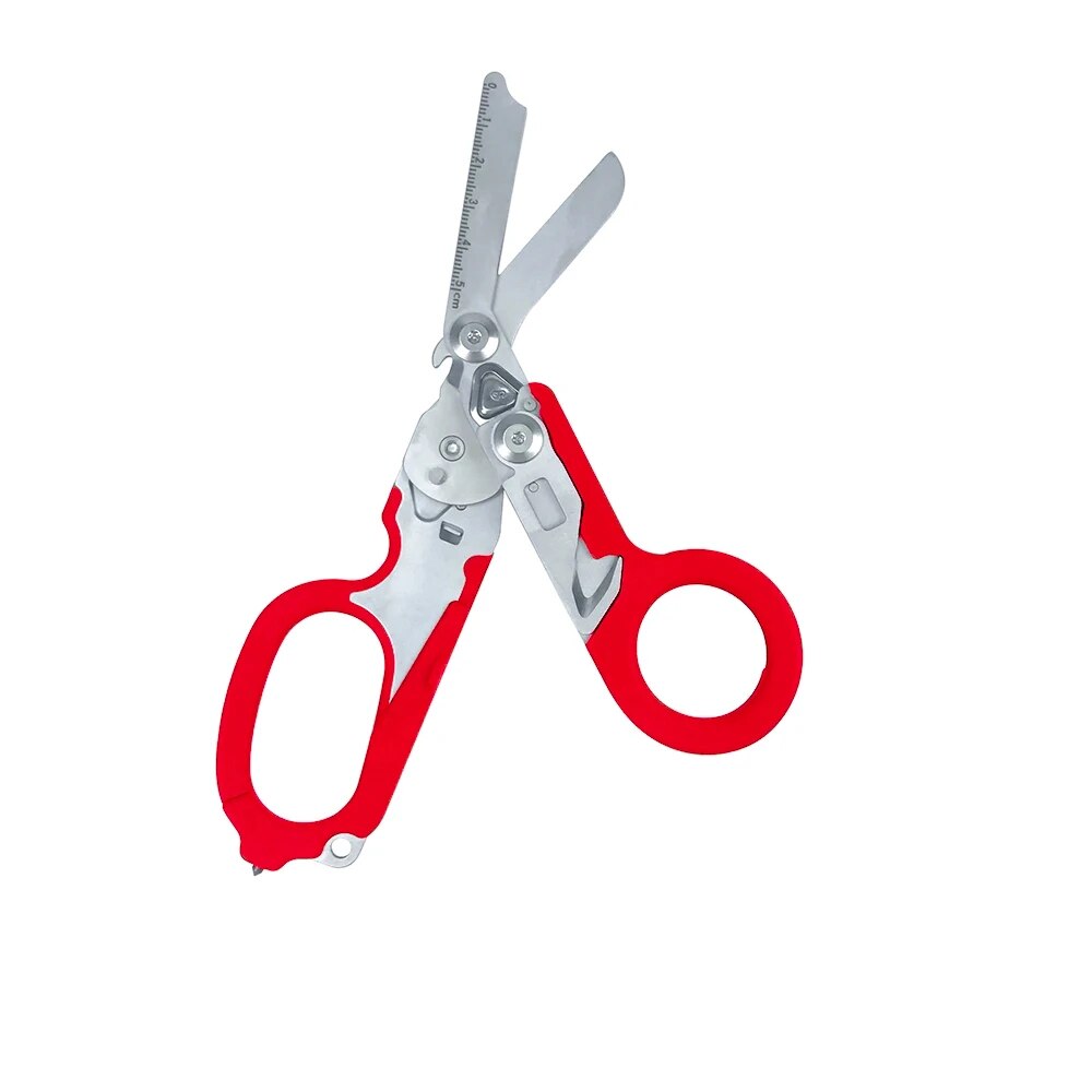 Raptor Emergency Response Shears Multifunctional Scissors with Strap Cutter and Glass Breaker with Compatible Holster: Red
