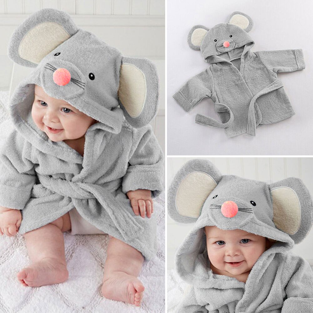 Cute Toddler Kids Girl Boy Bath Robe Sleepwear Soft Cartoon Pajamas Nightwear