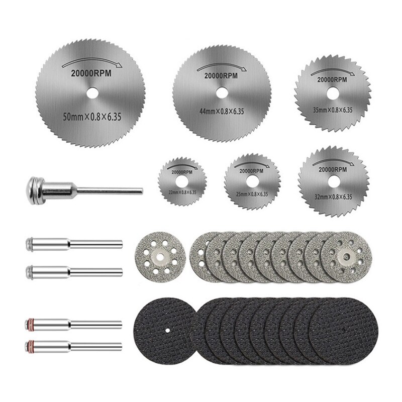 Multifunctionele Snijden Wheel Set Voor Rotary Tool Hss Circulaire Zaagbladen Diamant Snijden Wielen Voor Hout Zachte Metalen: 31pcs
