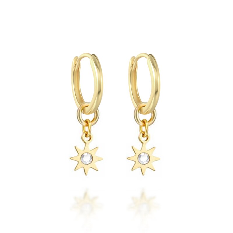 Roxi Hart Hoepel Oorbellen Voor Vrouwen Dangle Hart Clover Geometry Earring 925 Sterling Zilver Huggie Oorbellen Pendientes Plata 925: 4 gold