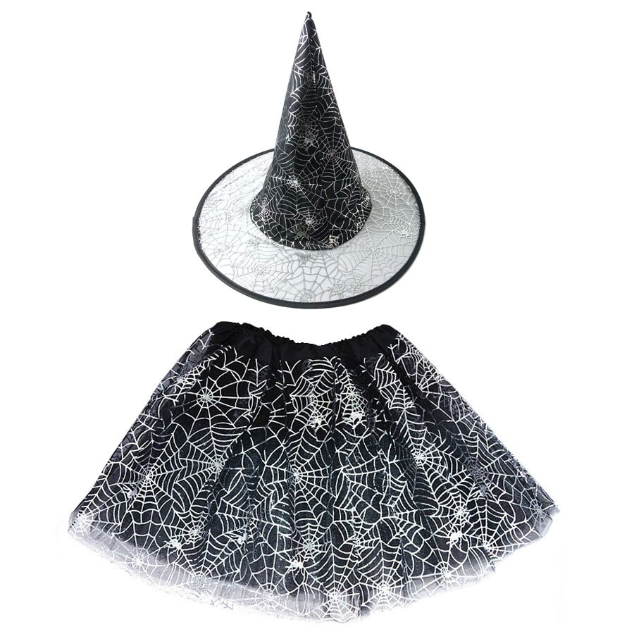 Meisjes Halloween Kostuum Kids Heks Wizard Hoed Carnaval Party Cosplay Outfits Kleding Spider Web Rok Voor Meisjes Gratis Collocatie