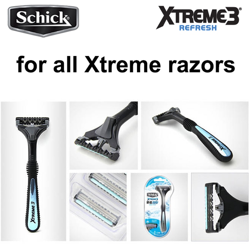 12 blades/lot = 3 Packs Original Genuine Schick XTREME3 razor blade for all Xtreme razors men in stock
