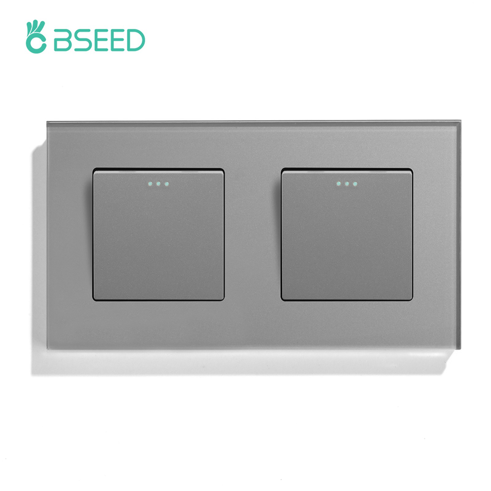 BSEED – interrupteur poussoir mécanique pour applique murale, 1/2 gangs, 1 voie, bouton de commutation à rebond automatique avec cadre en verre, 250V: WHITE