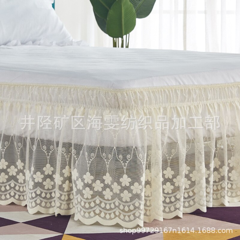 Dubbel/full storlek/drottning/king size-säng kjol hem sängöverdrag utan yta elastiskt band spets säng kjol sängkläder hotell sängöverdrag: Stil 02 / 150 x 200 x 45