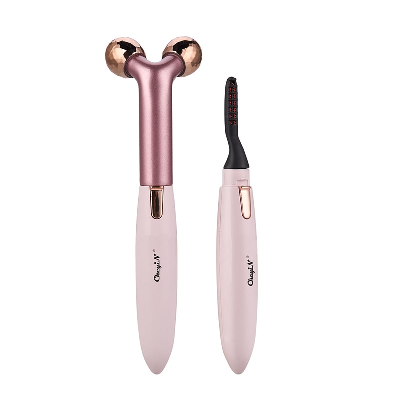 Rodillo masajeador facial eléctrico 2 en 1 3D V, rizador de pestañas en , removedor de arrugas, herramienta de belleza para Lifting de la piel