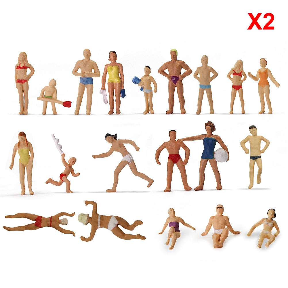 40pcs Model Trains HO Scale 1:87 Swimming Figures Beach Scenery 20pcs Different Poses P8718