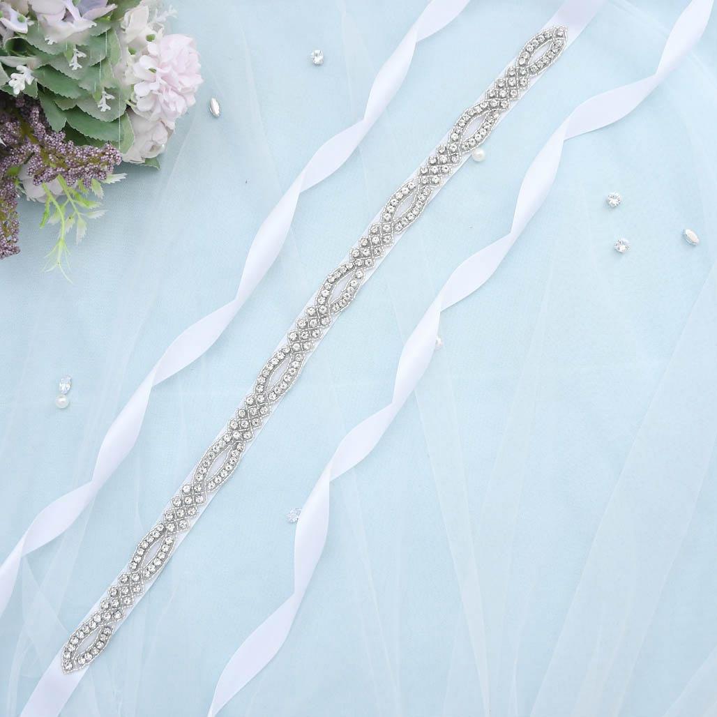 Strass kristallen bruidsriem dames trouwriemen sjerp wit ivoor champagne lint voor avondjurk bruidssieraden