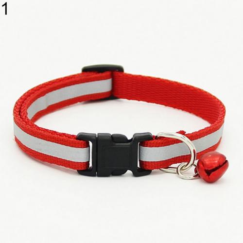 1pc Verstelbare 1.0 Polyester Halsbanden, Reflecterende ketting Huisdier Halsbanden, Veiligheid Bell Kraag, Dierbenodigdheden: Rood