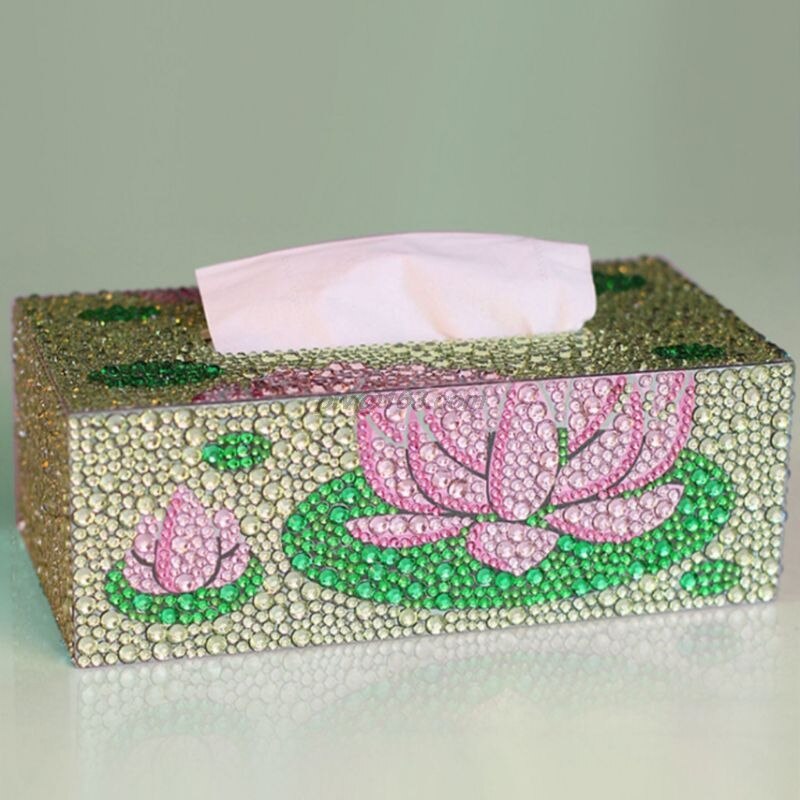 Forme spéciale diamant peinture bricolage rouleau boîte à mouchoirs stockage de bijoux lune étoile fleur point de croix artisanat: 10