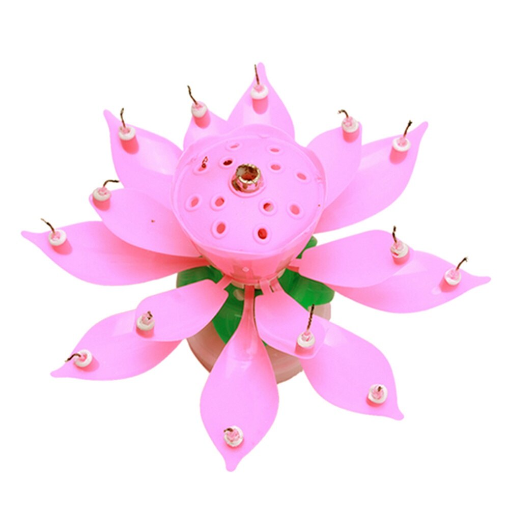 Mehrfarbig Rotierenden Lotus Kuchen Kerze Blume Geformt Musik Kerze DIY Party Geburtstag Hochzeit Kuchen Dekoration Für freundlicher: B