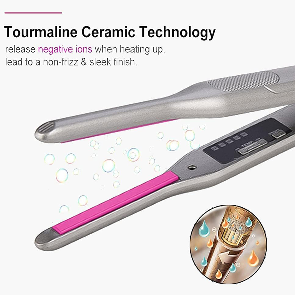 Hair Straightener Curler Ceramic Coating Thinnest Plate Pencil Flat Irons For Short Hair Men's Beard Stylling Tool