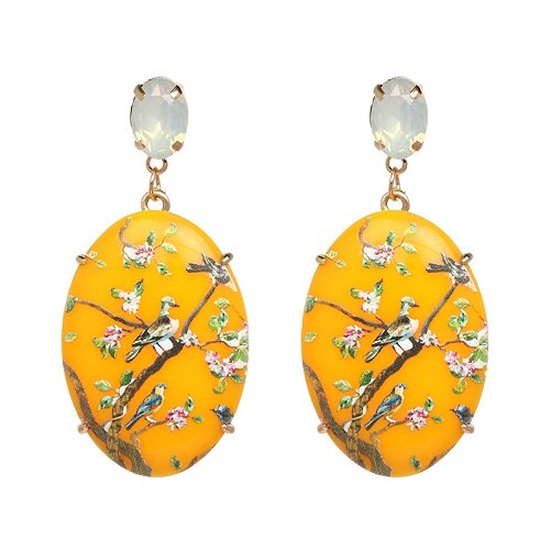 Jujia Bohemian Etnische Big Crystal Flower Oorbellen Bruiloft Sieraden Oorbellen Voor Vrouwen Party Brincos: 51075-YE