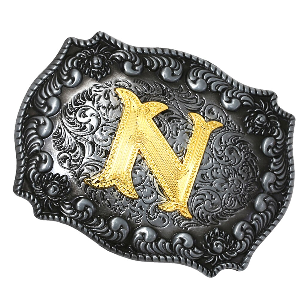 Men Western Cowboy Texas Rodeo Belt Buckle Jewelry Initial Letters A-Z Novelty Man Belt Buckle