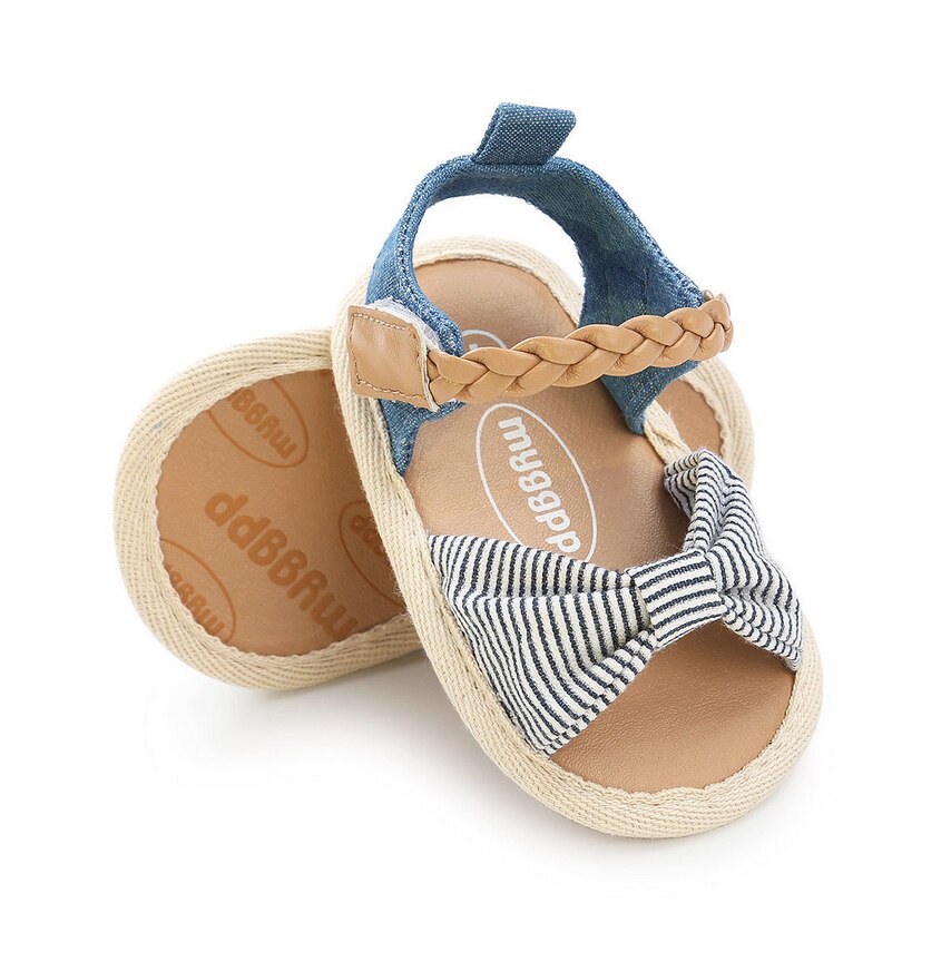 verano princesa bebé niña lazo de encaje Sandalias de tacón plano niño niños hebilla zapatillas de Casual, zapatos de boda, zapatos