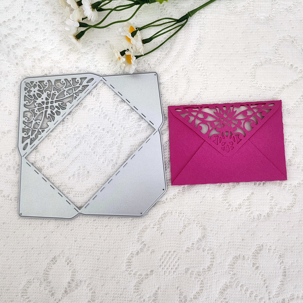 Pussel spets kuvertram hängande kort huvud ask metall skärmformar schablon diy scrapbooking mall form prägling