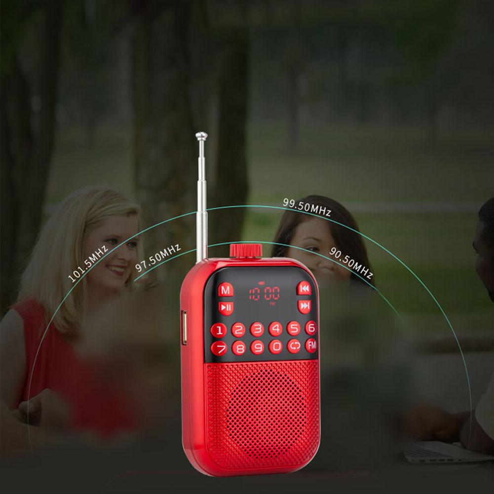 FM Radio Mini Music Player Portable Speaker LCD Display Plastic Receiver USB Rechargeable Stereo Easy Operate TF Card Digital