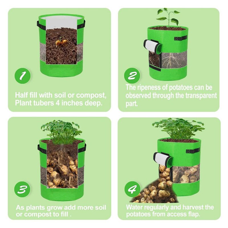 Creciente de visualización planta crecer bolsas con asas y solapa de jardín ventana maceta para verduras bolsa para tomate patata